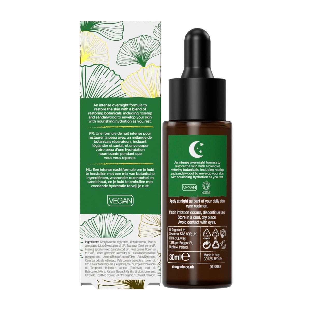 Aceite reparador de noche Evoke Tranquility - Regeneración y equilibrio 30ml - drorganic.es