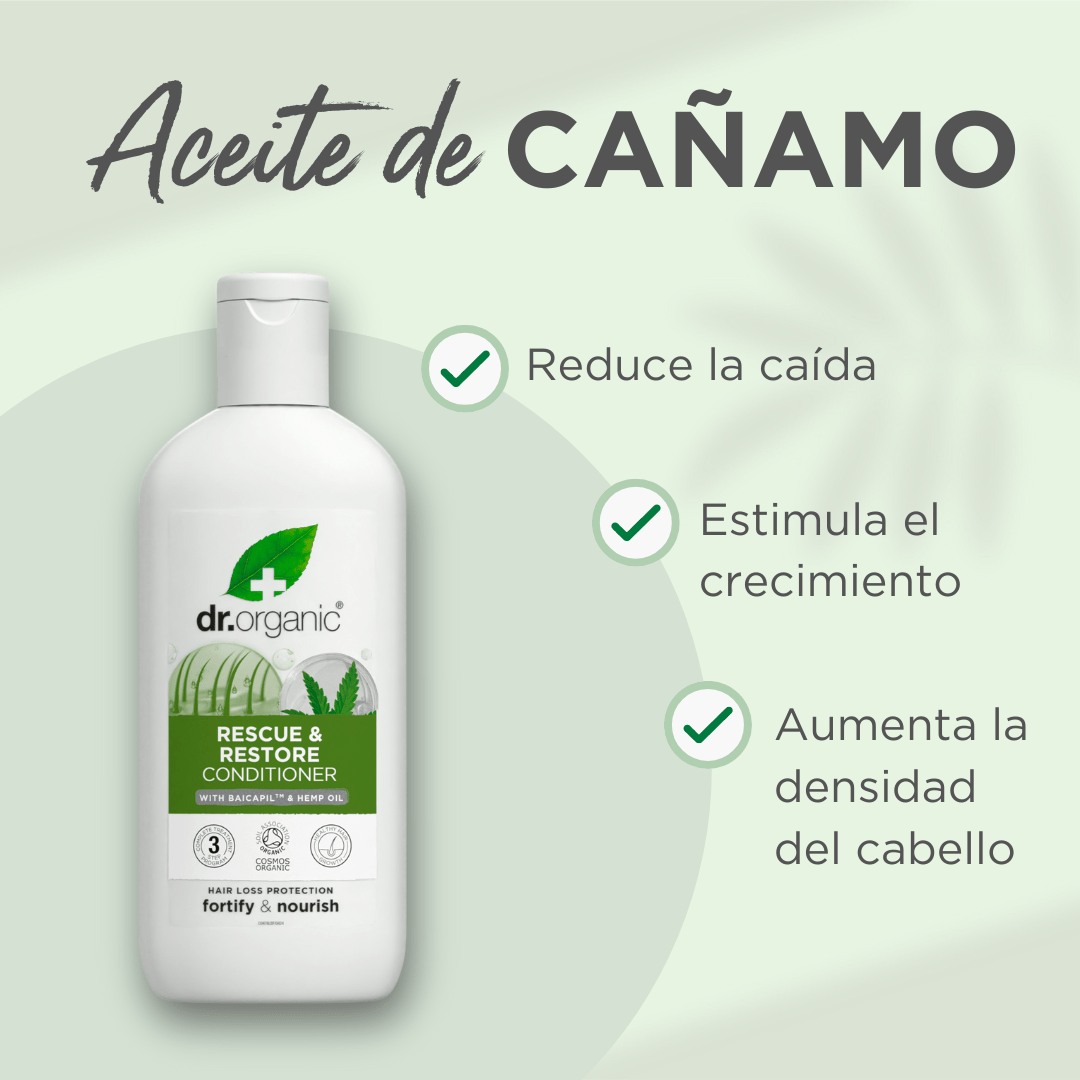 Acondicionador rescate de Cáñamo para cabello fino y escaso 265ml - drorganic.es