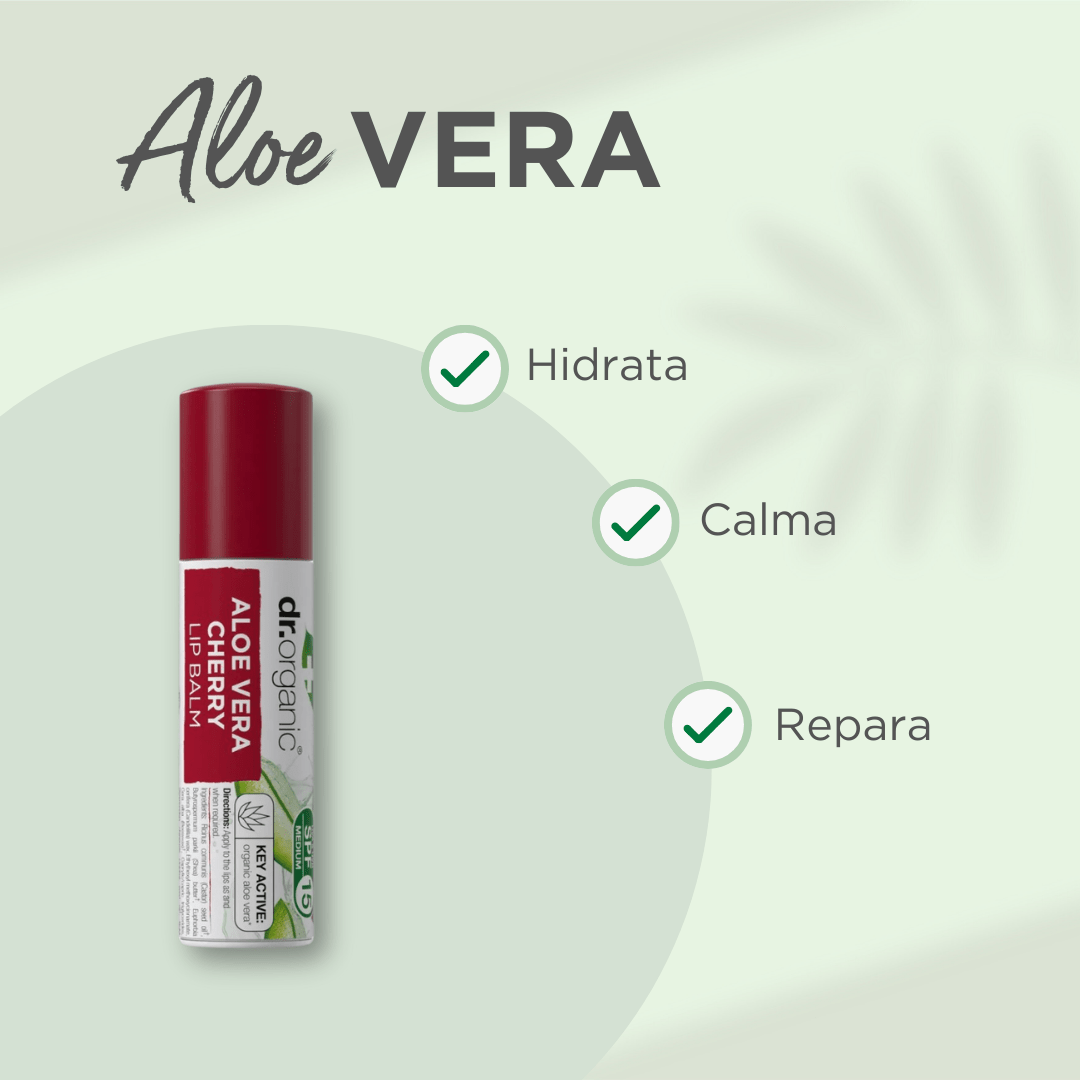 Bálsamo Labial de Aloe Vera y Cereza SPF 15 5,7 gr - drorganic.es