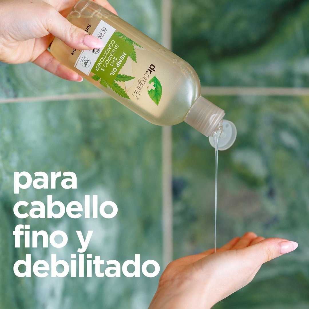 Champú & Acondicionador de Cáñamo para cabello fino y debilitado 265ml - drorganic.es