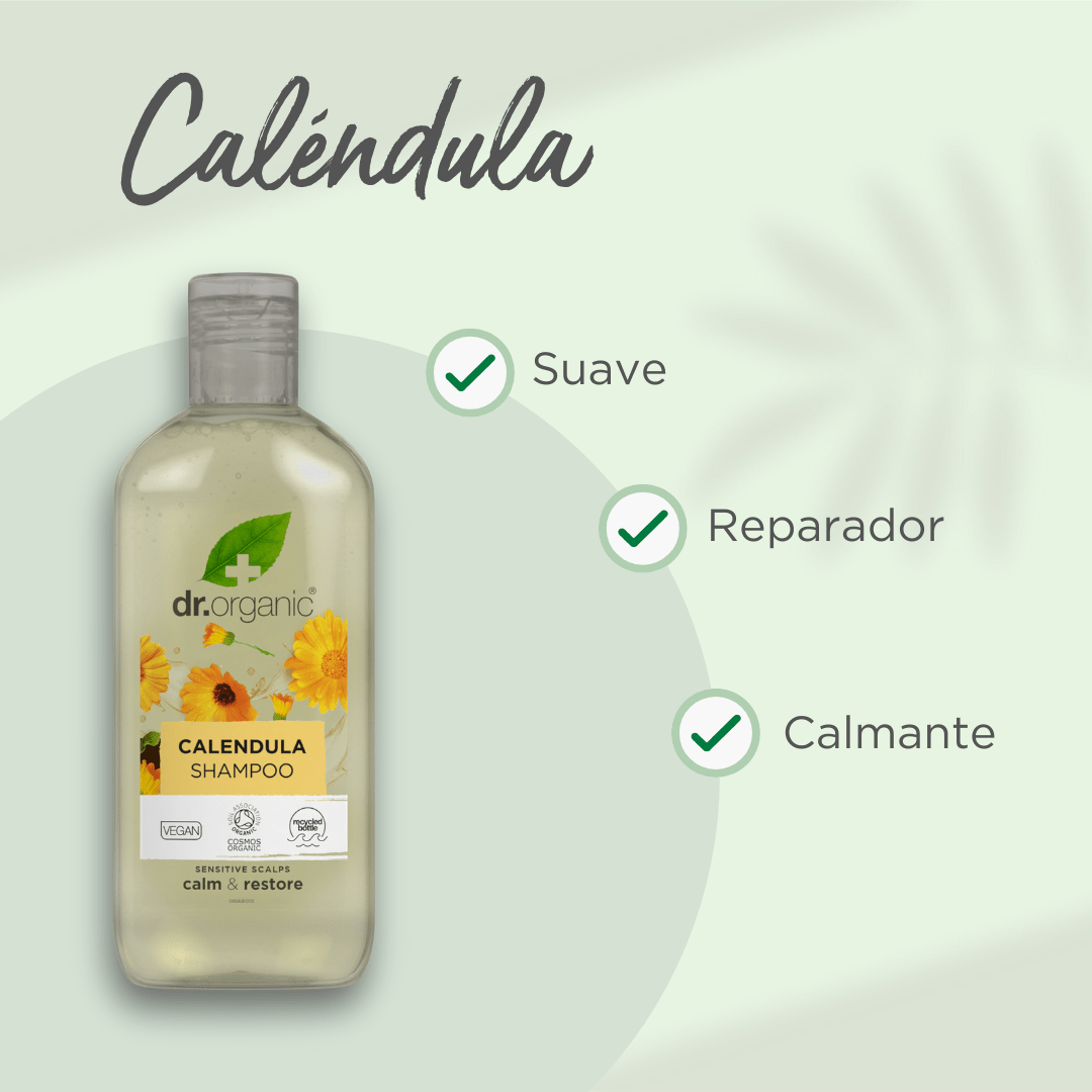Champú de Caléndula para cuero cabelludo sensible 265ml - drorganic.es