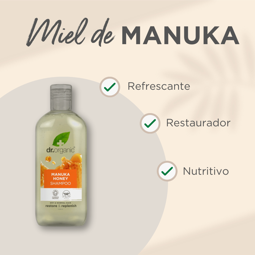 Champú de Miel de Manuka para cabello normal o seco 265ml - drorganic.es
