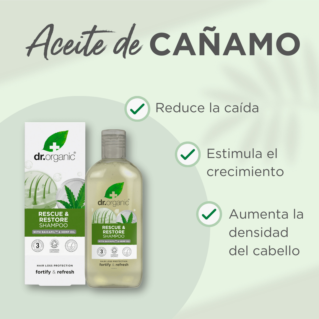 Champú rescate anticaída de Cáñamo 265ml - drorganic.es