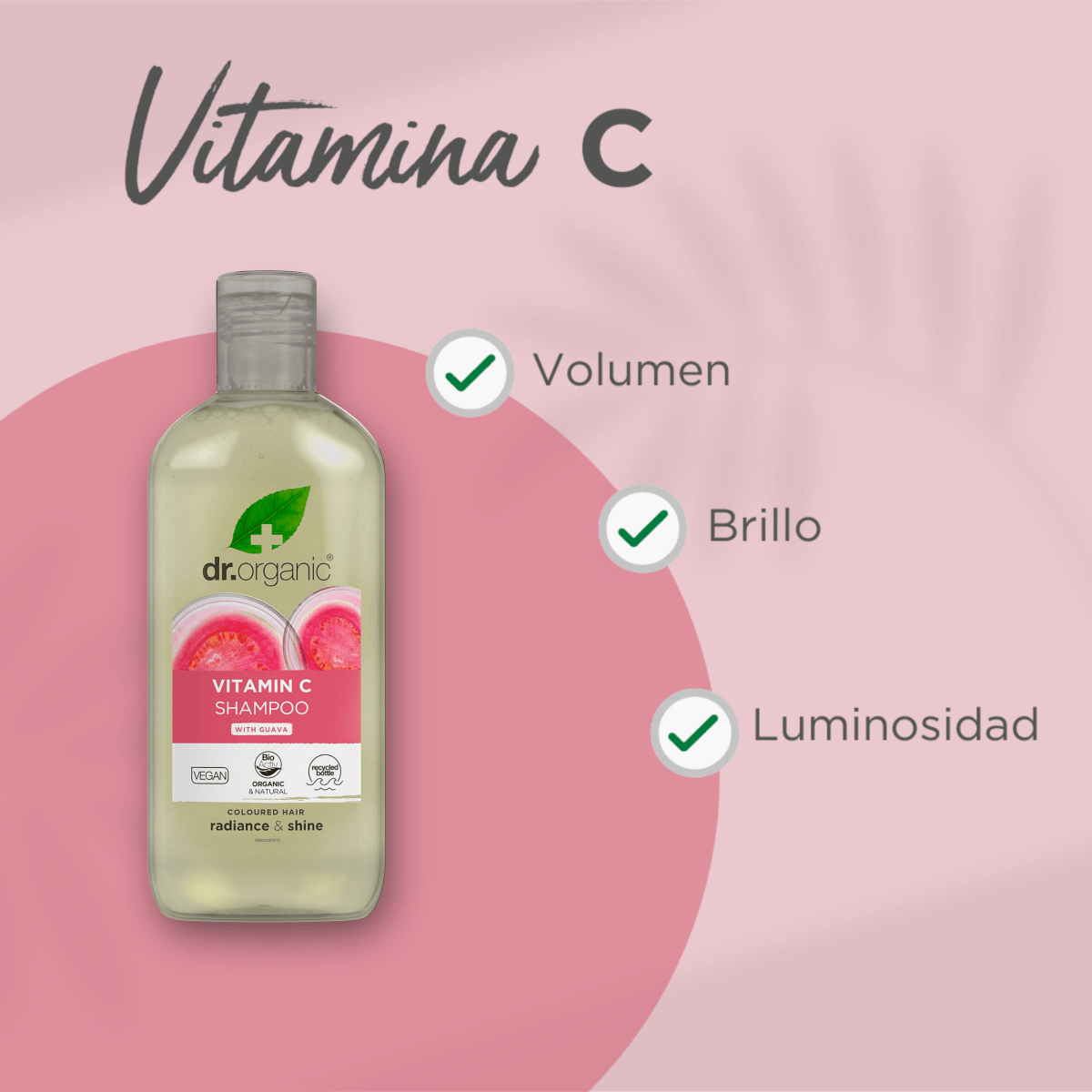 Champú Vitamina C para cabello teñido 265ml - drorganic.es