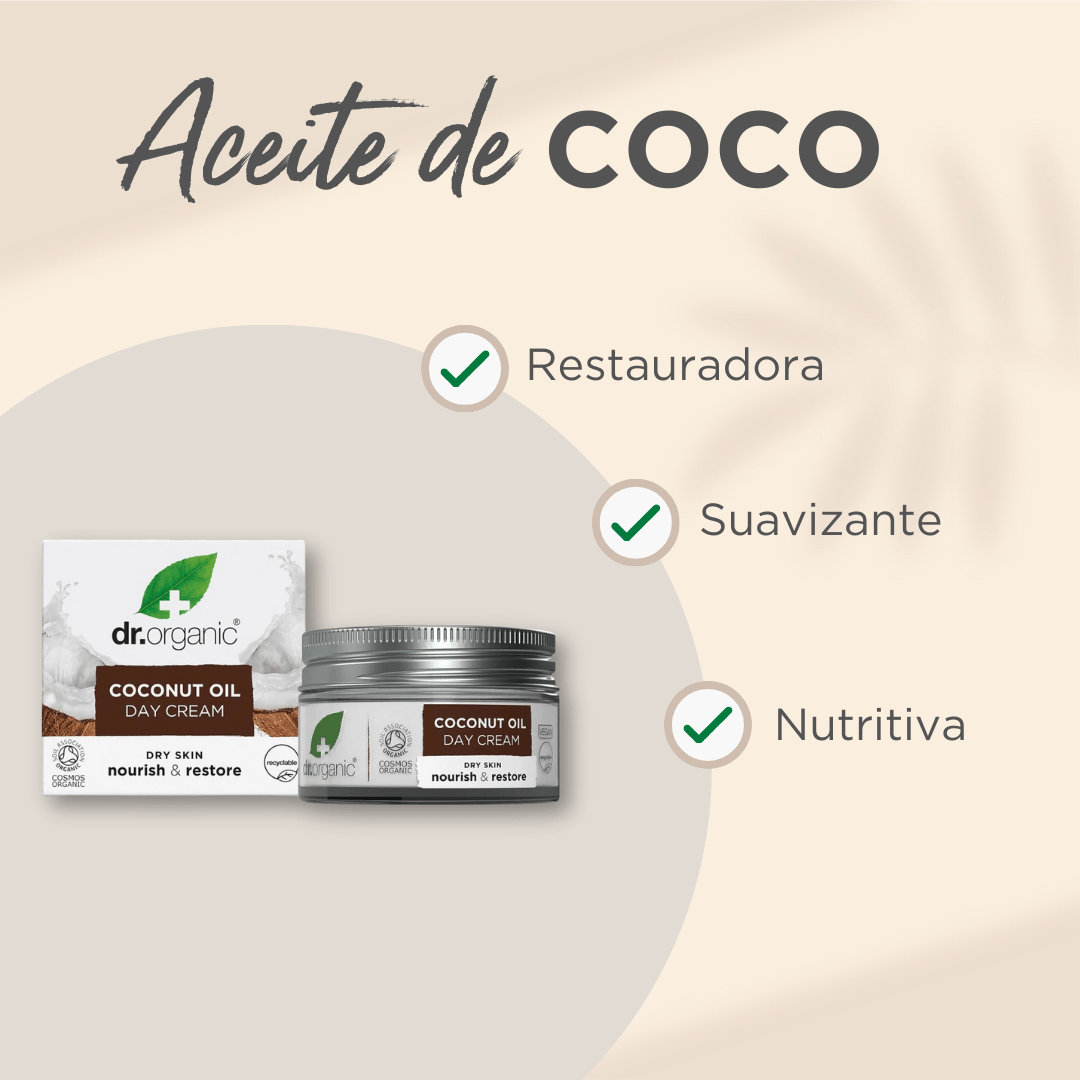 Crema de día Aceite Virgen de Coco para piel seca a muy seca 50ml - drorganic.es