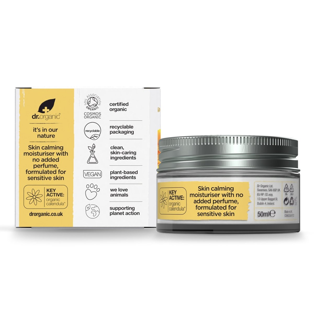 Crema hidratante de Caléndula para piel sensible 50ml - drorganic.es