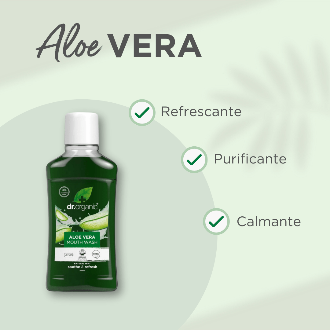 Enjuague Bucal Aloe Vera encías sensibles 500ml - drorganic.es