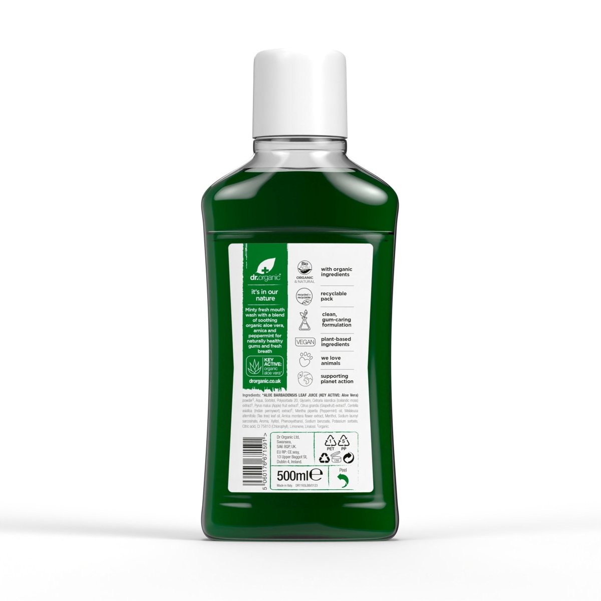 Enjuague Bucal Aloe Vera encías sensibles 500ml - drorganic.es