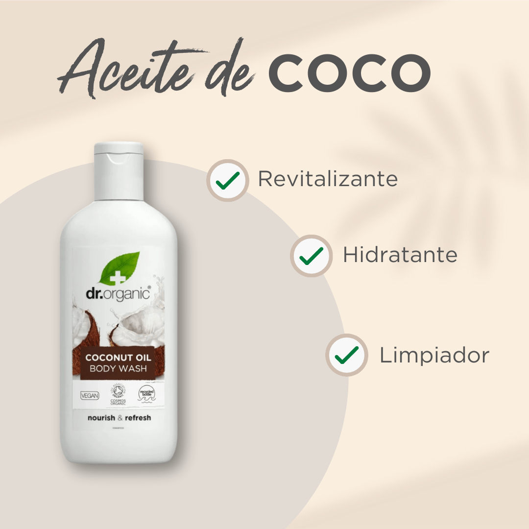 Gel de ducha Aceite Virgen de Coco para piel seca a muy seca 250ml - drorganic.es