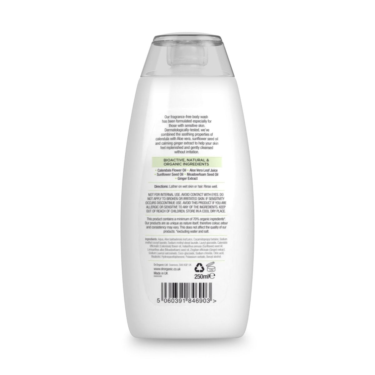 Gel de ducha de Caléndula para piel sensible 250ml - drorganic.es