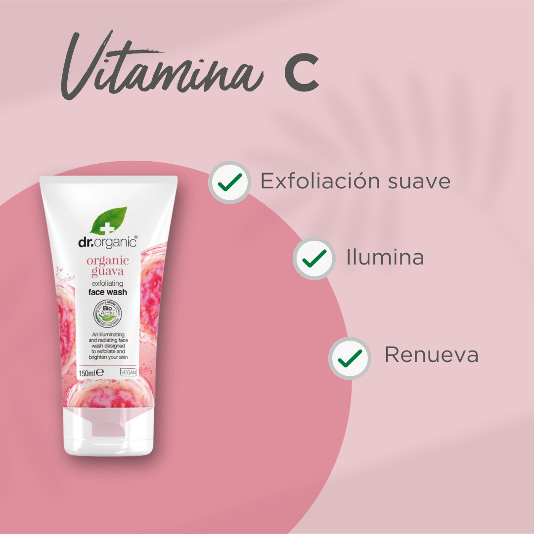Limpiador facial exfoliante suave Vitamina C para piel cansada y apagada 150ml - drorganic.es