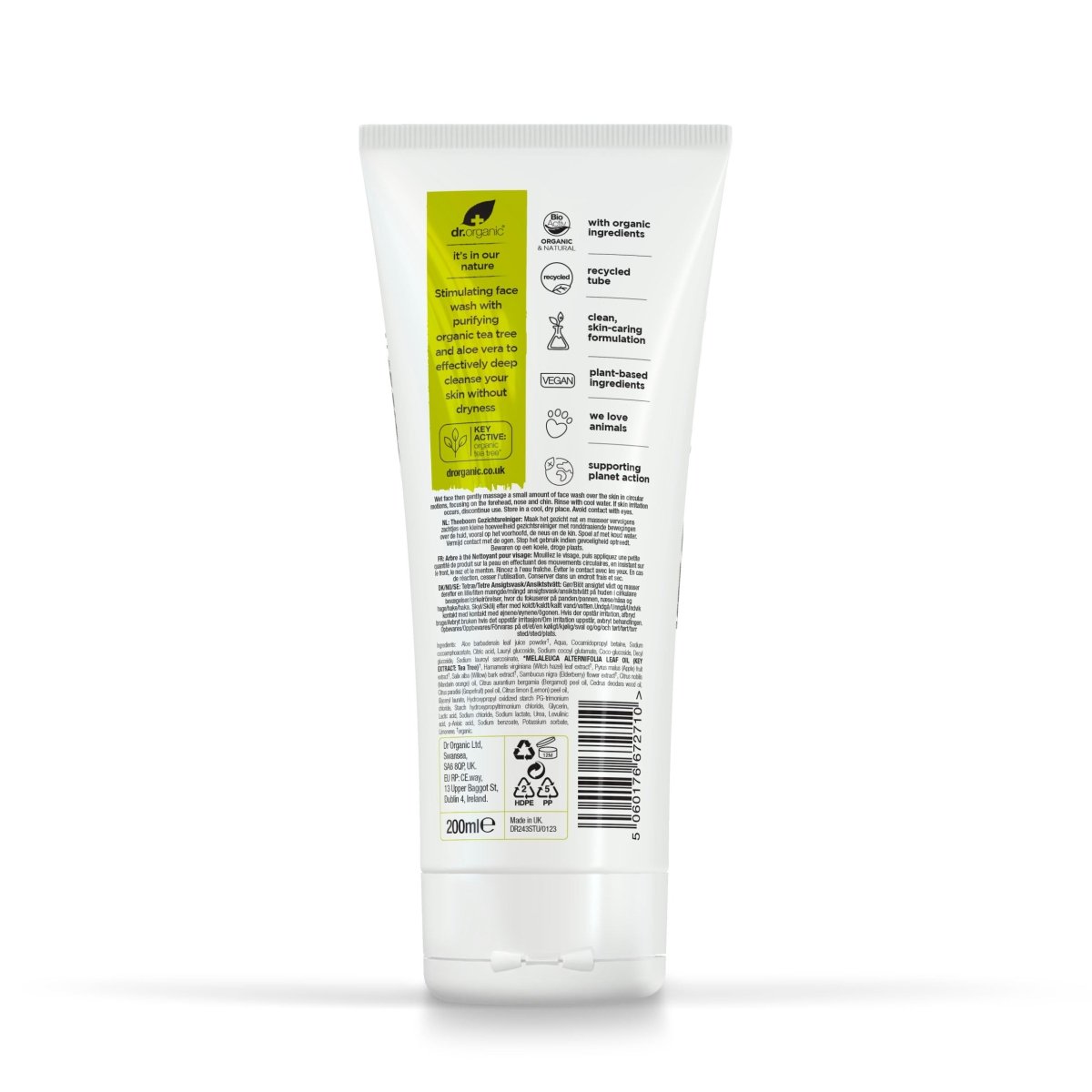 Limpiador facial purificante de Árbol de Té 150ml - drorganic.es