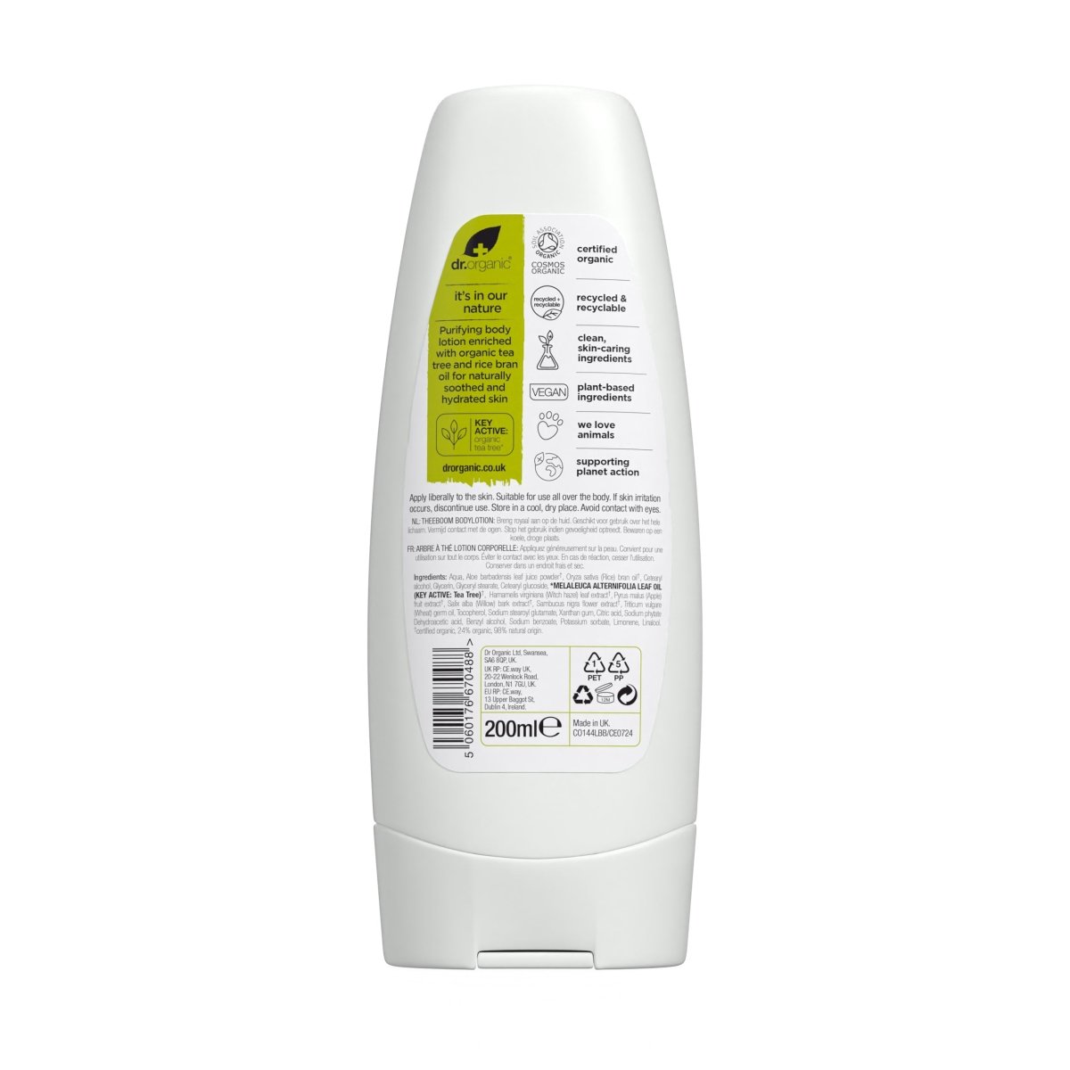 Loción corporal de Árbol de Té purificante 200ml - drorganic.es