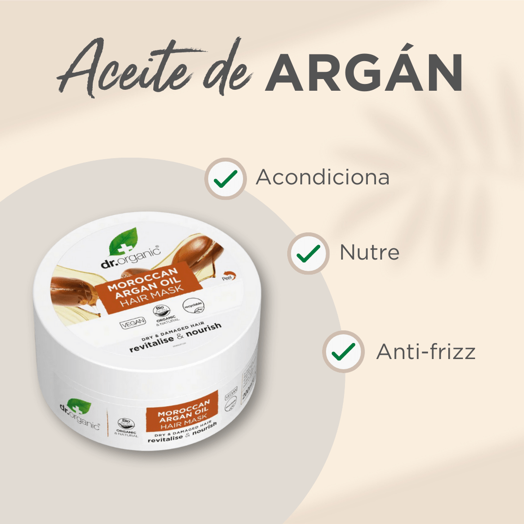 Mascarilla capilar de Aceite de Argán Marroquí para cabello seco o dañado 200ml - drorganic.es