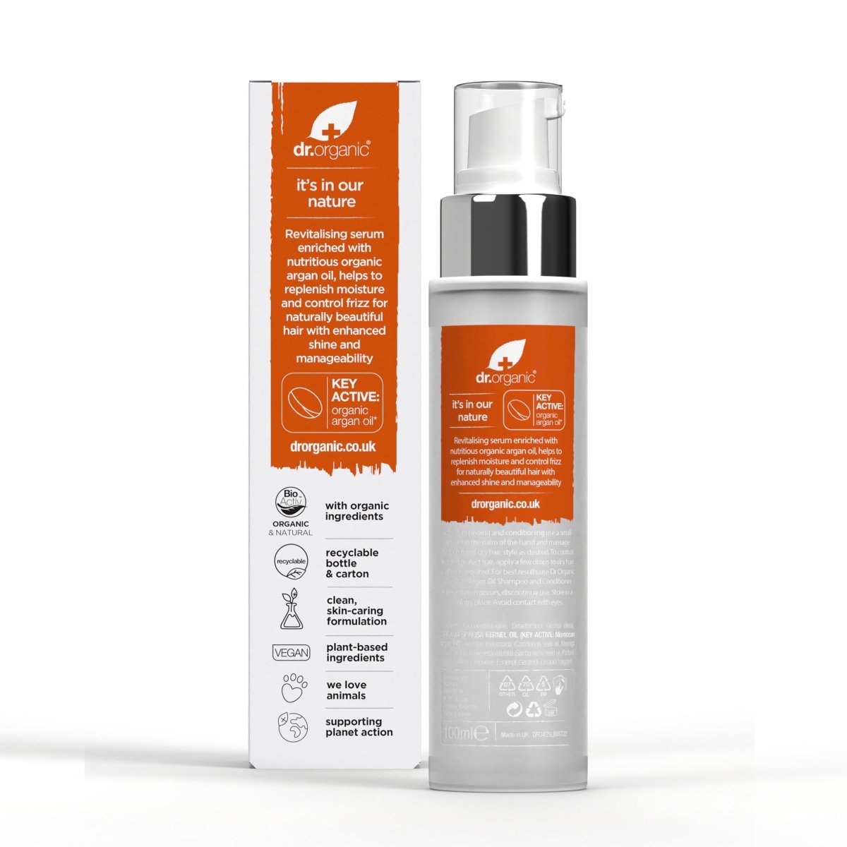 Sérum tratamiento capilar Aceite de Argán Marroquí para cabello seco o dañado 100ml - drorganic.es