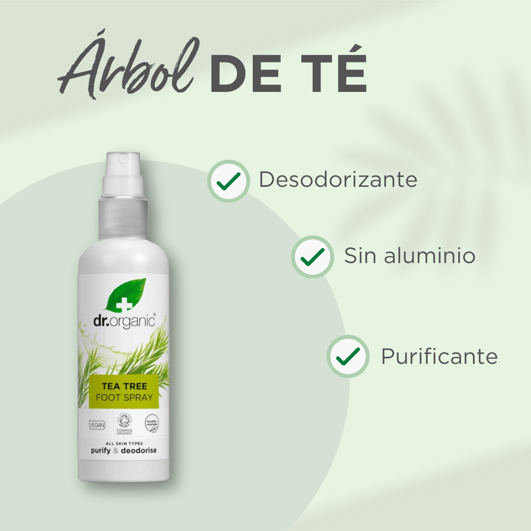 Spray desodorante para pies Arbol de Té 100ml - drorganic.es