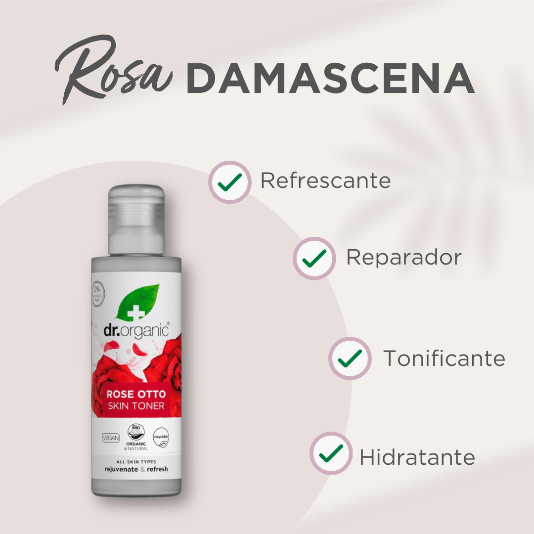 Tónico facial Rosa Damascena para piel madura 150ml - drorganic.es