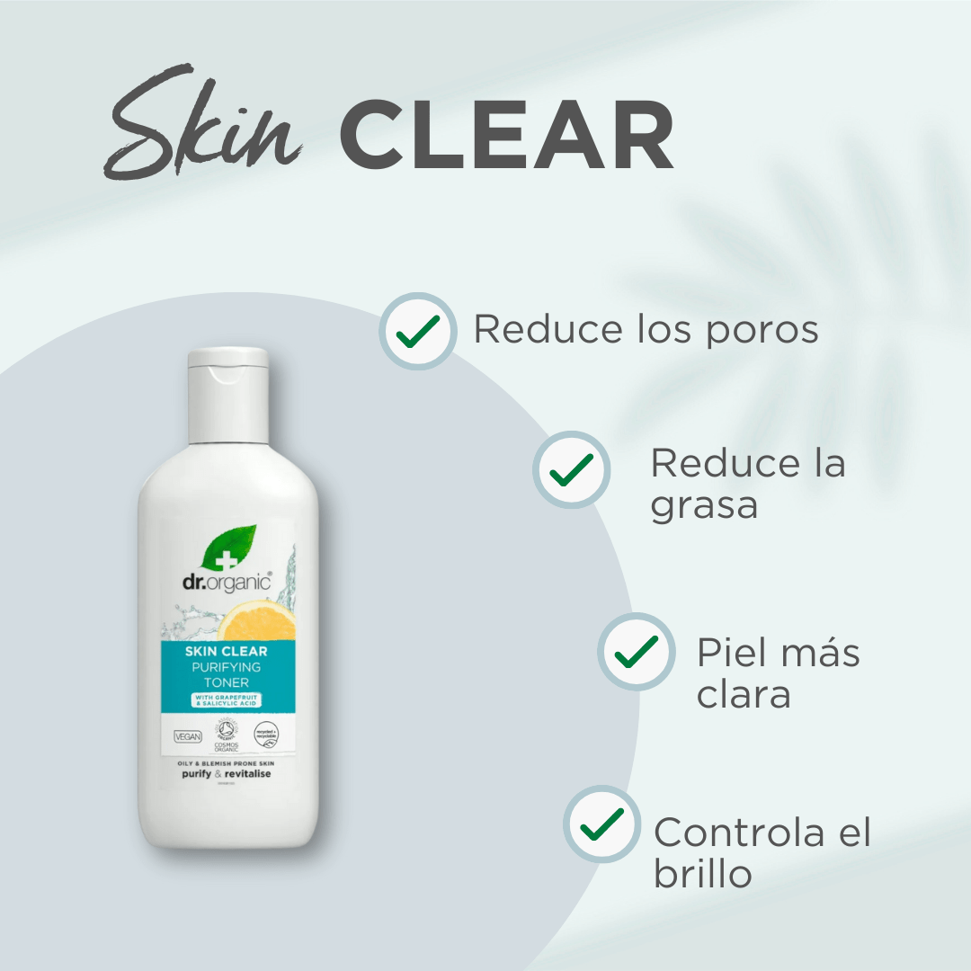 Tónico purificante Skin Clear para piel acnéica 150ml - drorganic.es