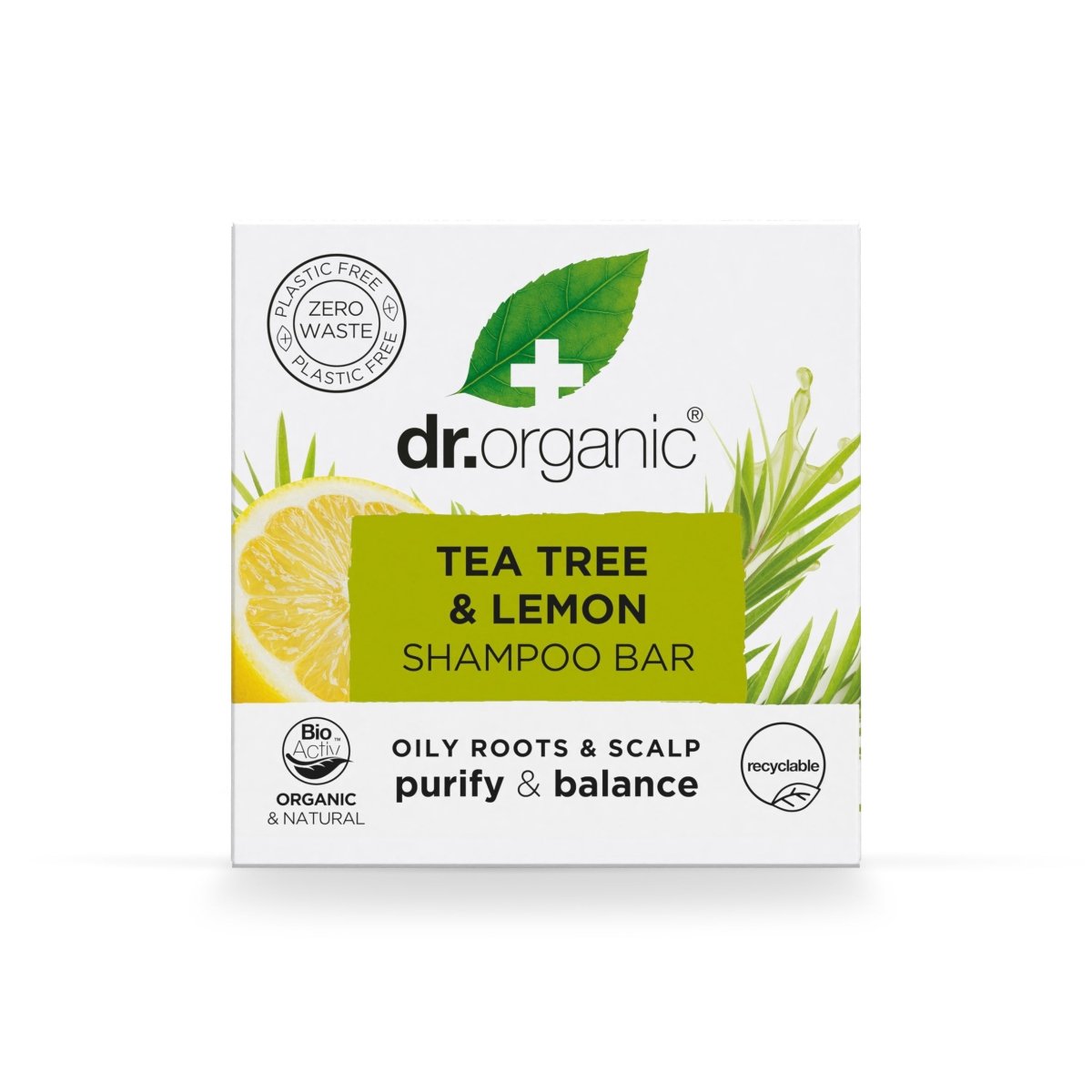 Champú sólido Árbol de Té y Limón para cabello graso 75 gr - drorganic.es