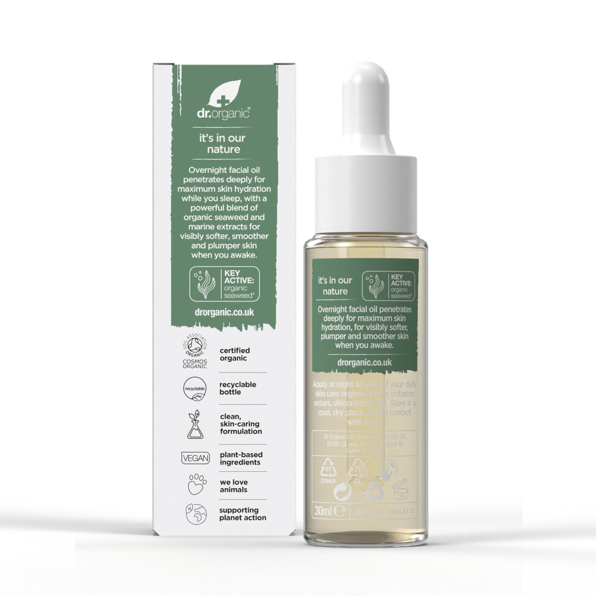 Aceite recuperador de noche Algas Marinas siempre joven 30ml - drorganic.es
