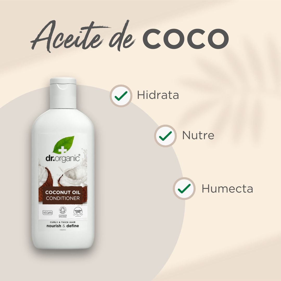 Acondicionador Aceite Virgen de Coco para cabello grueso o rizado 265ml - drorganic.es
