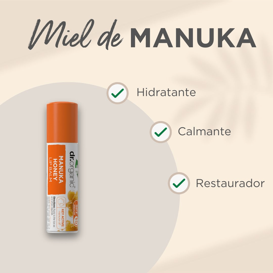 Bálsamo Labial Miel de Manuka SPF15 5,7 gr - drorganic.es