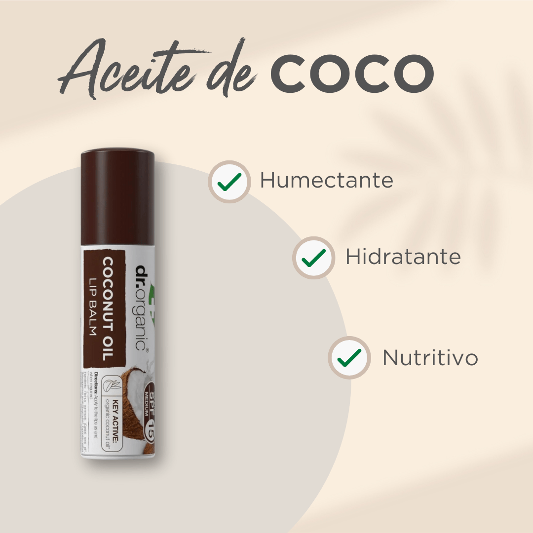 Bálsamo labial nutritivo Aceite Virgen de Coco SPF 15 5,7 gr - drorganic.es