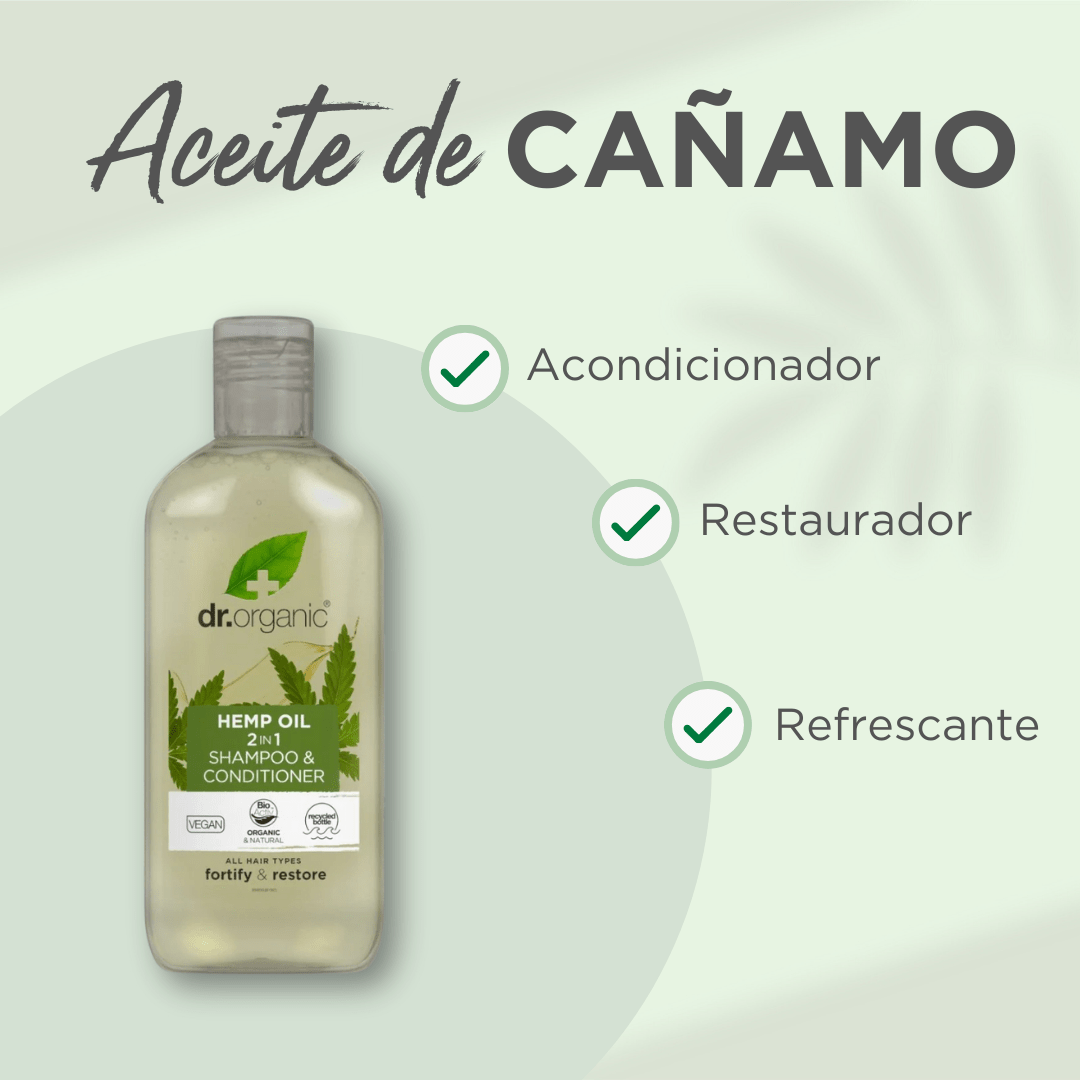 Champú & Acondicionador de Cáñamo para cabello fino y debilitado 265ml - drorganic.es