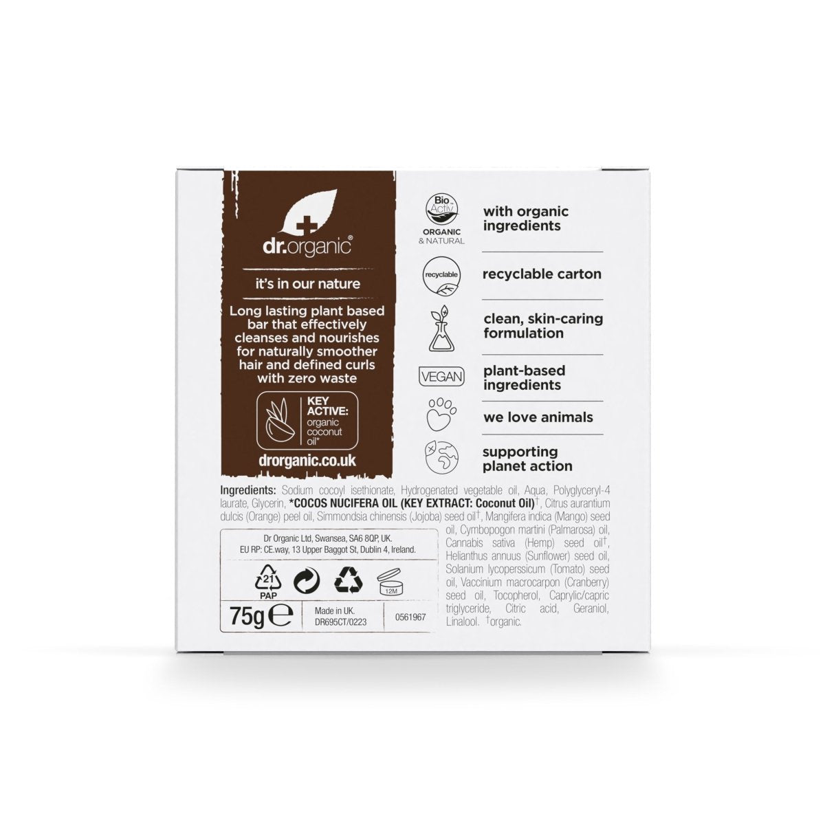 Champú & acondicionador sólido Coco y Naranja para cabello grueso o rizado 75 gr - drorganic.es