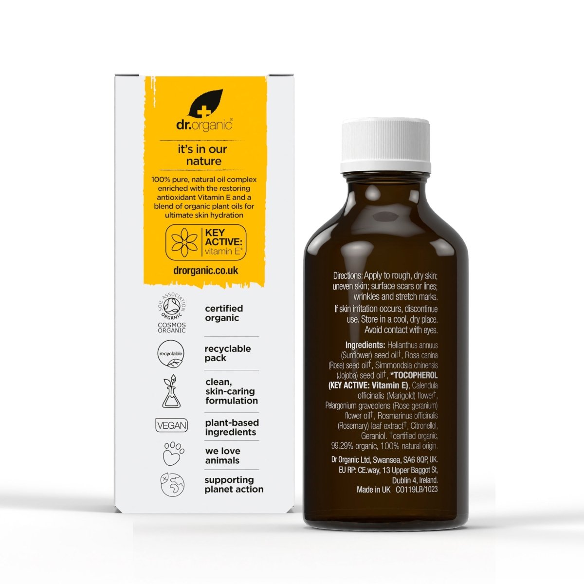 Complejo de Aceite puro Vitamina E para piel normal a seca 50ml - drorganic.es