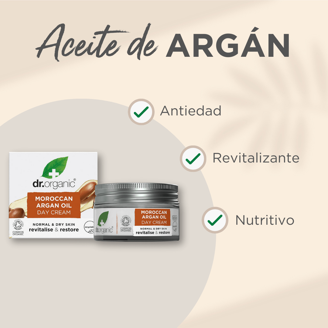 Crema de día Aceite de Argán Marroquí para piel normal a seca 50ml - drorganic.es