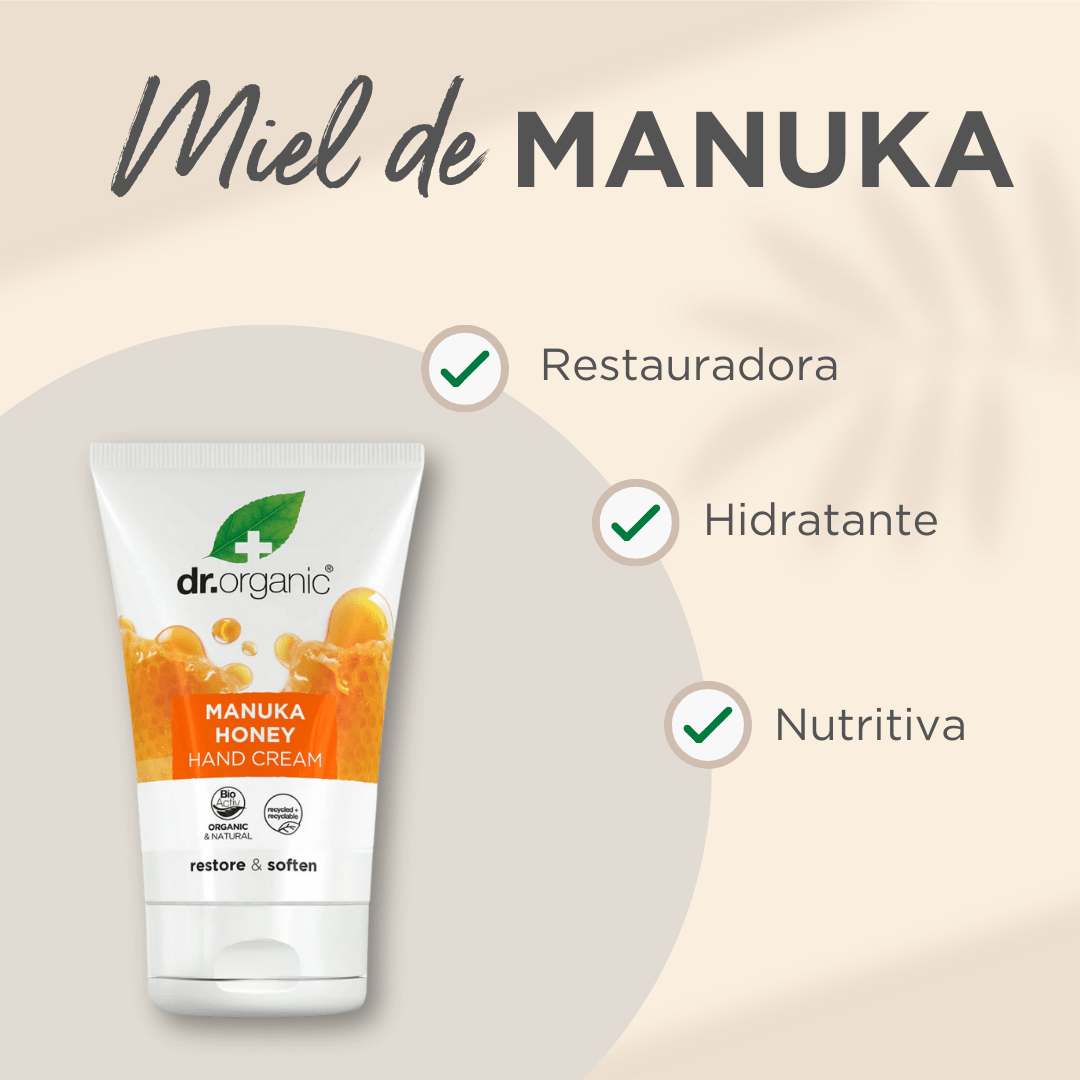 Crema de Manos y Uñas Miel de Manuka 125ml - drorganic.es