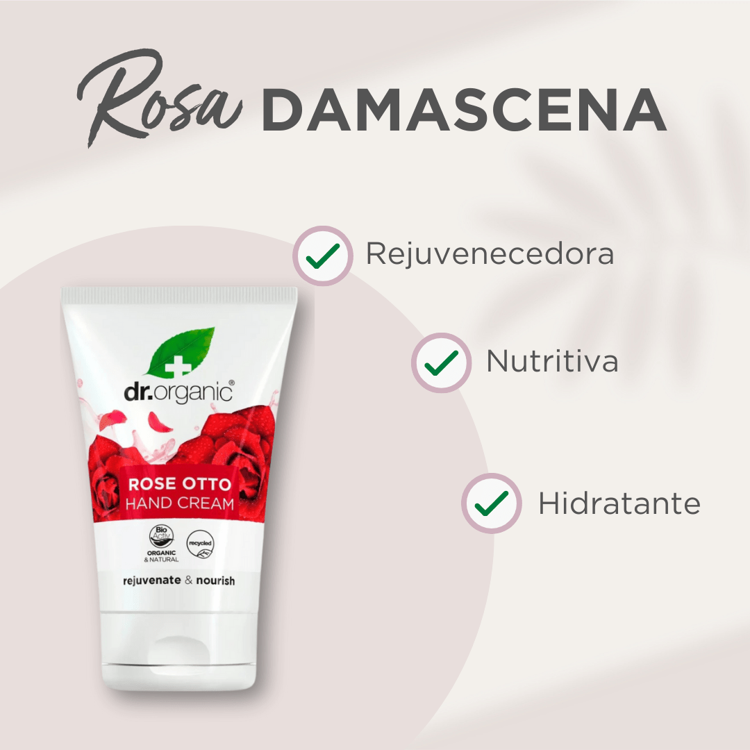 Crema de manos y uñas Rosa Damascena 125ml - drorganic.es