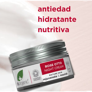 Crema de noche Rosa Damascena para piel madura 50ml - drorganic.es