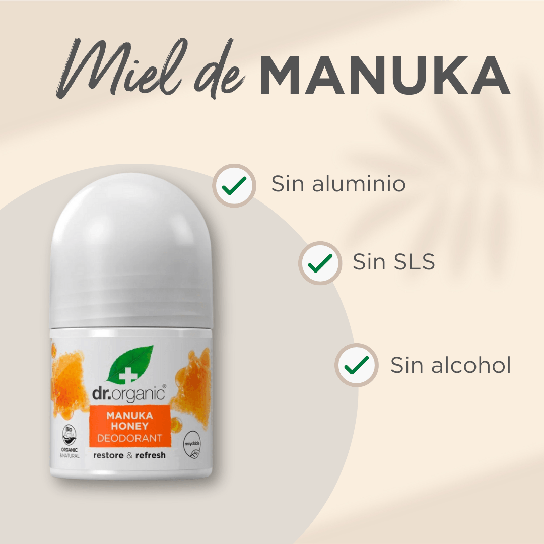 Desodorante de Miel de Manuka para piel seca o sensible 50ml - drorganic.es