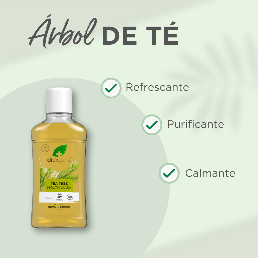 Enjuague bucal purificante Árbol de Té 500ml - drorganic.es