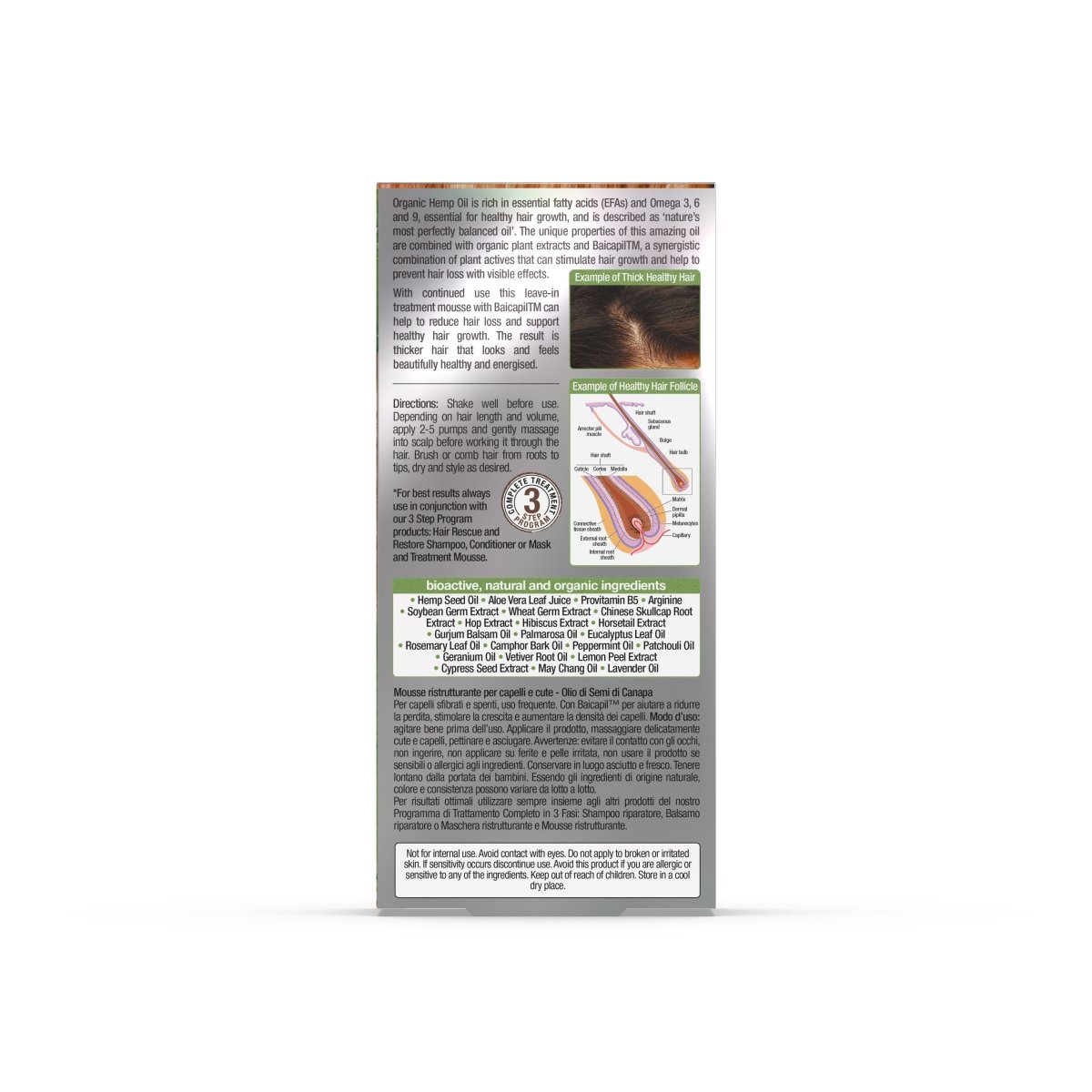 Espuma de tratamiento anticaída de Cáñamo 150ml - drorganic.es