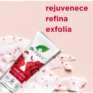 Exfoliante facial Rosa Damascena para pieles maduras 125ml - drorganic.es