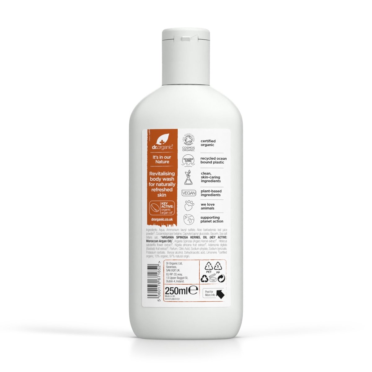Gel de ducha Aceite de Argán Marroquí para piel normal a seca 250ml - drorganic.es