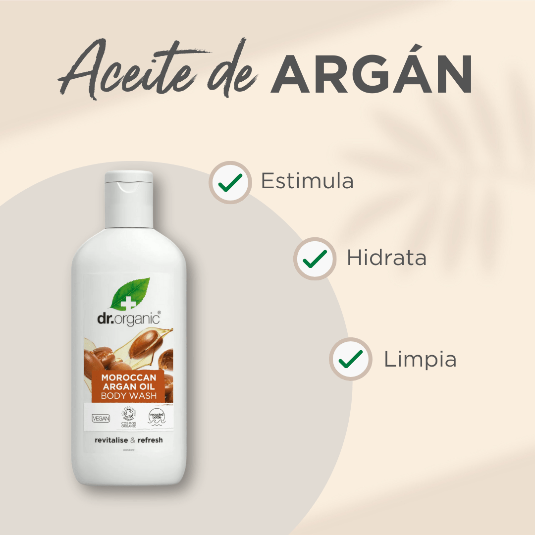 Gel de ducha Aceite de Argán Marroquí para piel normal a seca 250ml - drorganic.es