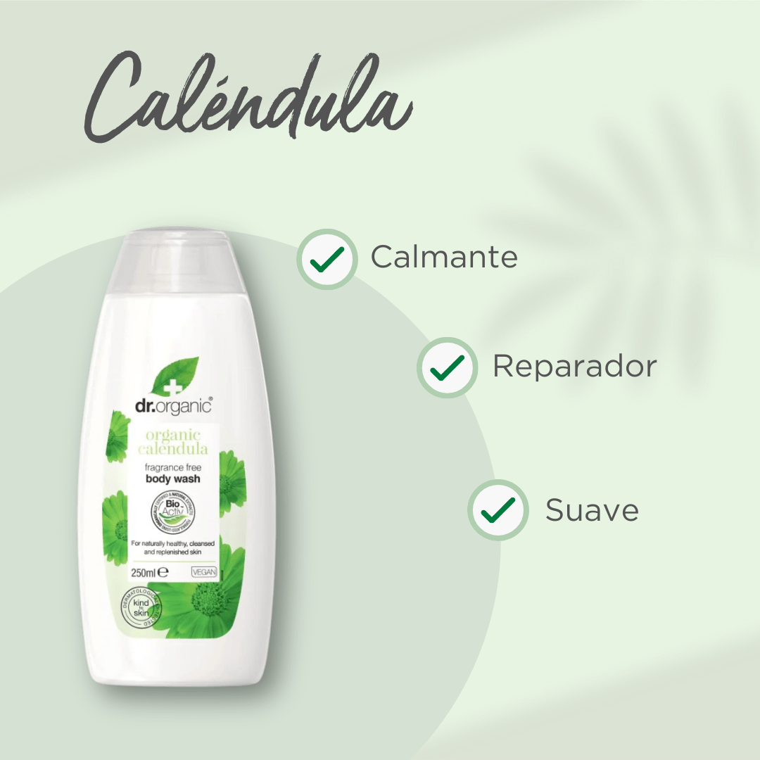 Gel de ducha de Caléndula para piel sensible 250ml - drorganic.es