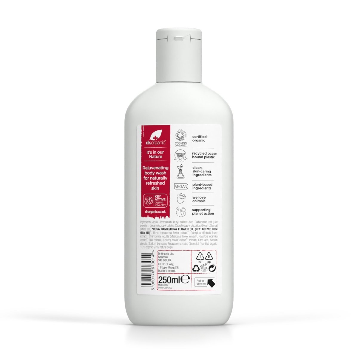 Gel de ducha de Rosa Damascena 250ml - drorganic.es