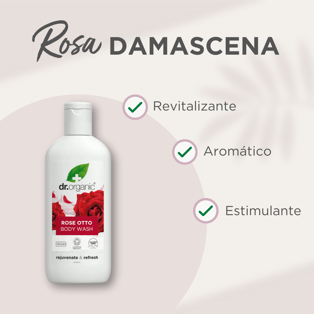 Gel de ducha de Rosa Damascena 250ml - drorganic.es