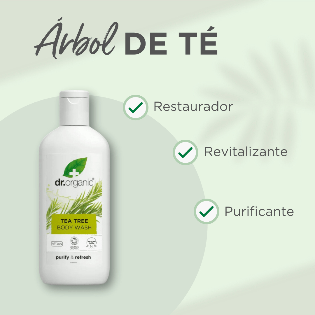 Gel de ducha purificante de Árbol de Té 250ml - drorganic.es