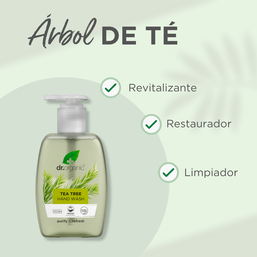 Jabón de manos purificante Árbol de Té 250ml - drorganic.es