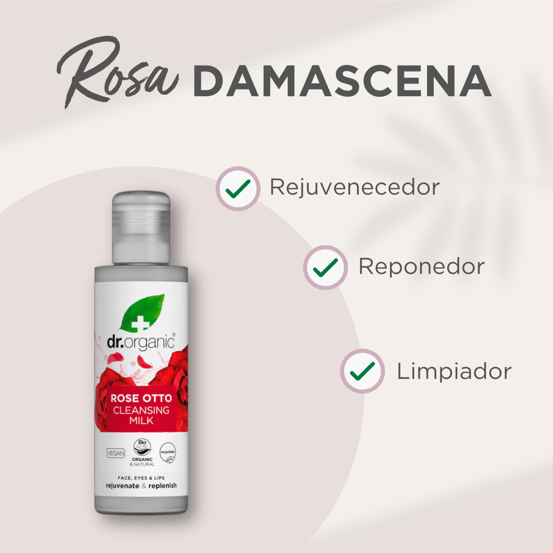 Leche Limpiadora Rosa Damascena para piel madura 150ml - drorganic.es