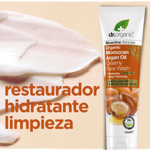 Limpiador facial cremoso Argán Marroquí para piel normal a seca 150ml - drorganic.es