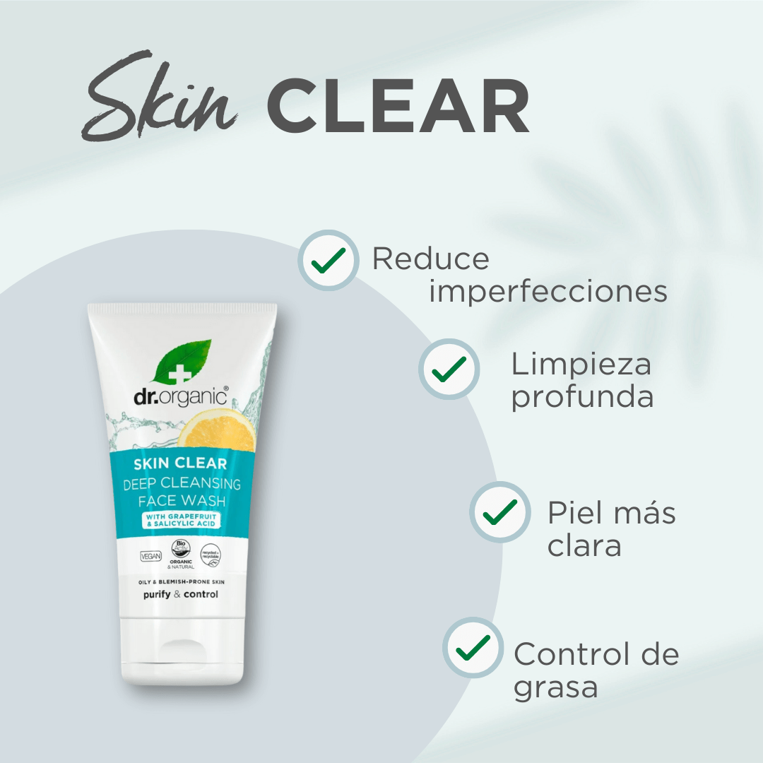 Limpiador facial Skin Clear para piel acneica o manchas 125ml - drorganic.es