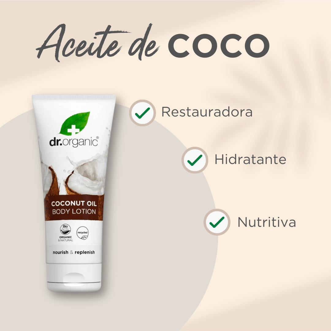 Loción corporal de Aceite Virgen de Coco para piel seca a muy seca 200ml - drorganic.es
