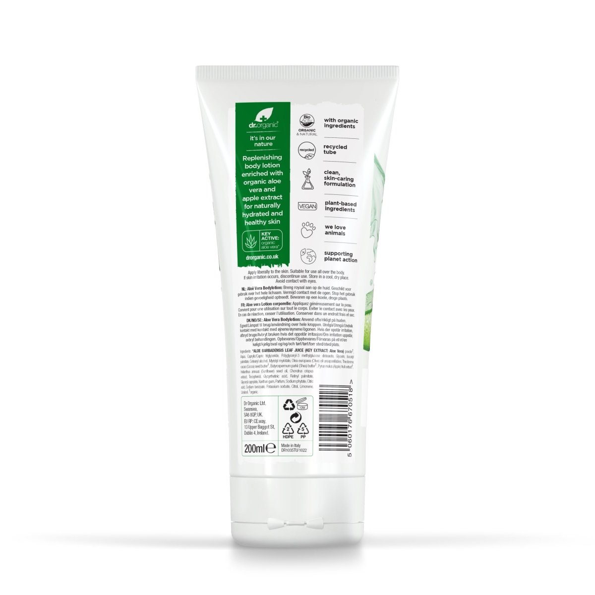 Loción Corporal de Aloe Vera para todo tipo de piel 200ml - drorganic.es